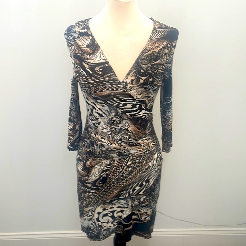 Joseph Ribkoff  animal print faux wrap dress